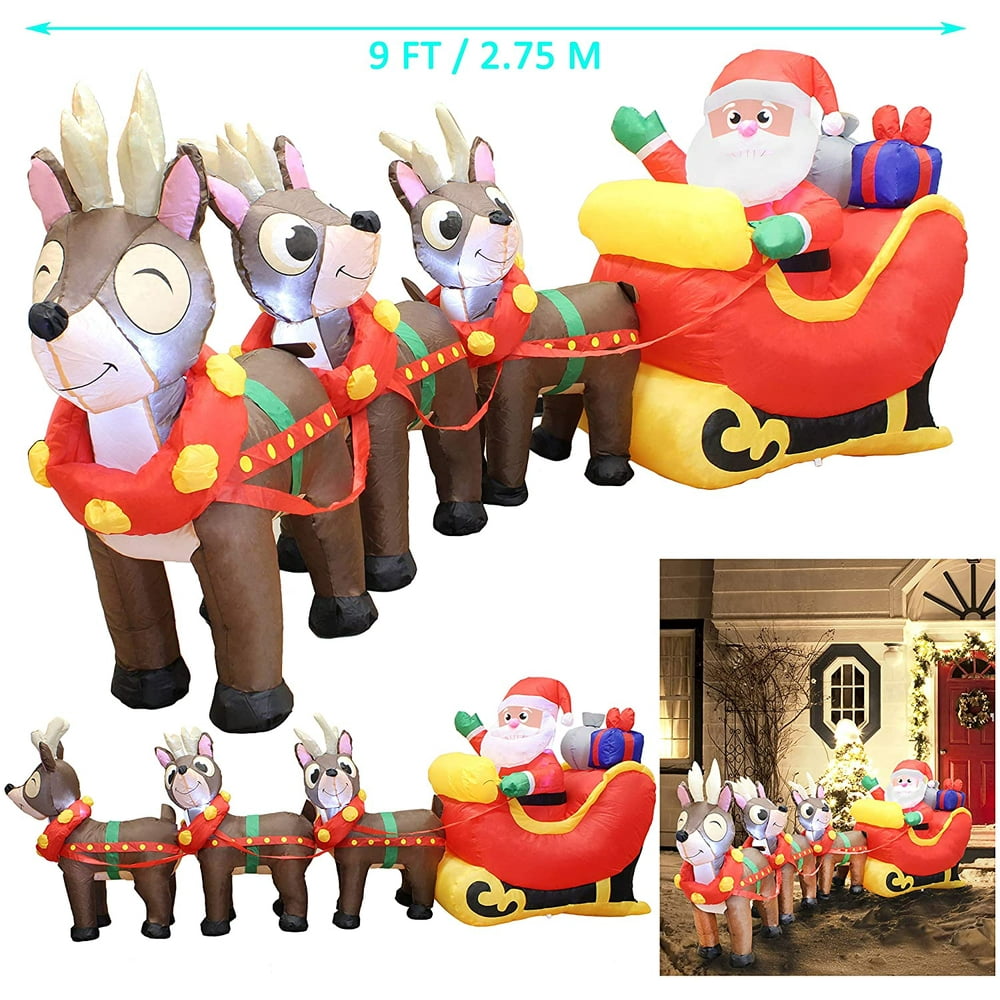 Joiedomi 9.5 Foot Inflatable Santa Claus on Sleigh with ...
