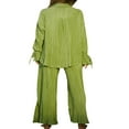thumbnail image 4 of Women Solid Color Long Sleeve Blouse and Straight Fit Trousers, 4 of 9