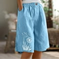 thumbnail image 2 of Plebaso Casual Shorts Womens Knee Length Loose Print Shorts Elastic Waist Wide Leg Shorts with Pockets, 2 of 7