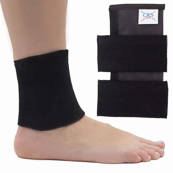 CRS Cross Ankle Gel Sleeves - Padded Skate Socks. Ankle, Foot and Lower Leg Cushion and Protection for Figure Skating, Ice Hockey, Roller or Inline Skating, Riding or Ski. 2 Black Ankle Gel Sleeves