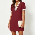 thumbnail image 5 of Oksale Boho Dresses for Women Vacation 2026 Elegant Puff Sleeve Mini Summer Dresses Floral V Neck Beach Dress for Travel Wine L, 5 of 10