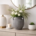 thumbnail image 2 of Textured Handled Jug Vase for Living Room Decor - Modern Home Accecnt for Bedroom, Console Table, and Office Styling - Sculptural Ceramic Flower Vase for House Display - 10", Black, 2 of 12