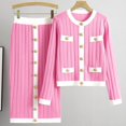 thumbnail image 2 of SwiftWear Womens Fall 2 Piece Outfits Elegant Long Sleeve Knitting Cardigan Button Bodycon Midi Skirt Suit Pink Free Size, 2 of 6