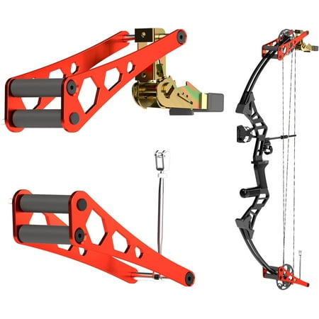 Press Archery Compound Bow Press Aluminum Alloy Handheld Bow Press for Compound Bow and Crossbow Universal Ratchet Type Fine Tuning Tool with 51.2" Strap