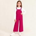 thumbnail image 2 of XIMIN Girls' Wide Leg Overalls - Casual Button Strap Bib Overalls Cute Sleeveless Jumpsuits with Pockets for Kids Teens (Hot Pink, 13-14 Years), 2 of 9
