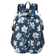 DIXRUYEE Midnight Magnolia Backpack for School 14”Laptop Compatible with Reflective Safety Strips