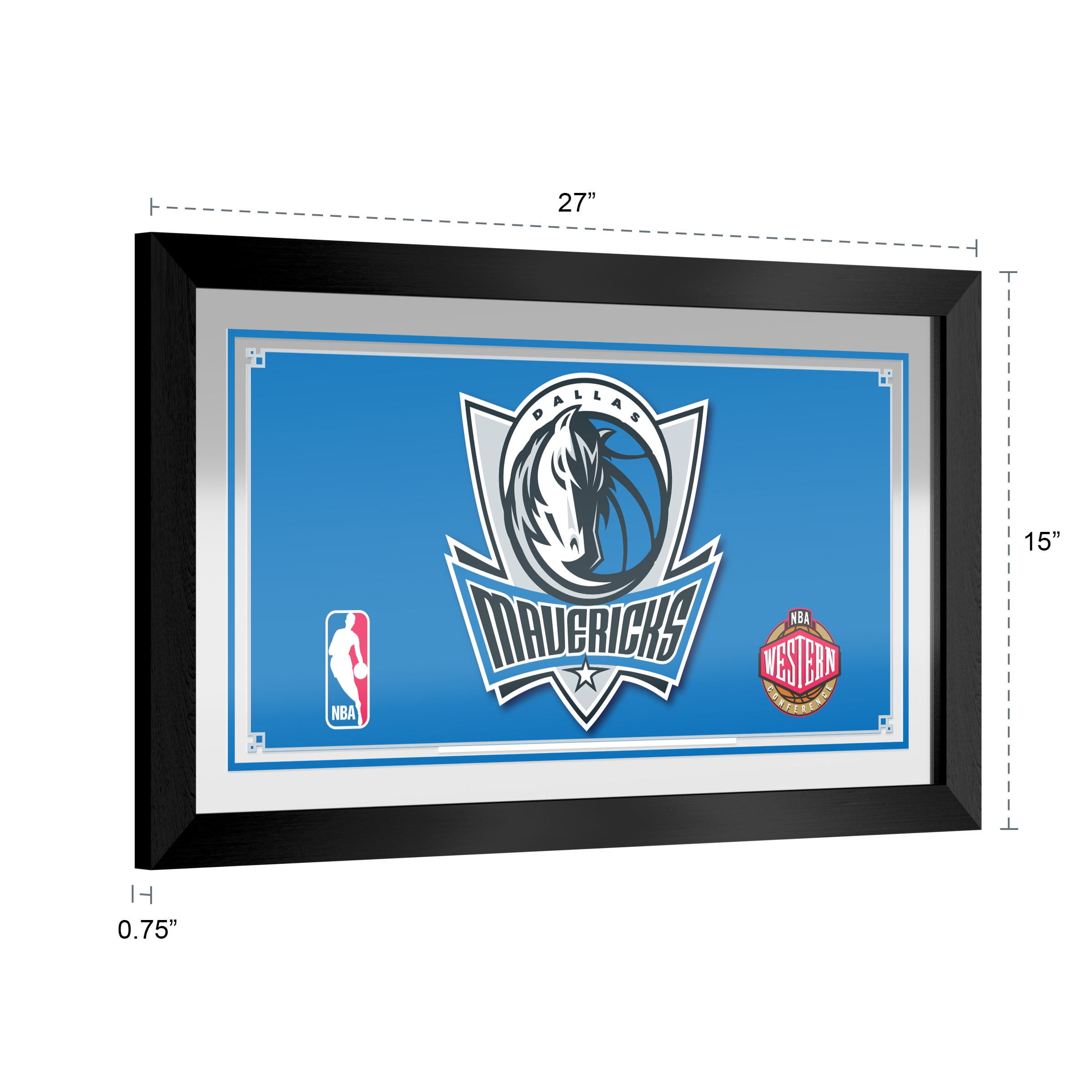 Dallas Mavericks Logo Ready-To-Hang Black Framed Wall Mirror
