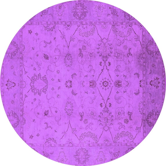 Ahgly Company Indoor Round Oriental Purple Traditional Area Rugs, 6' Round