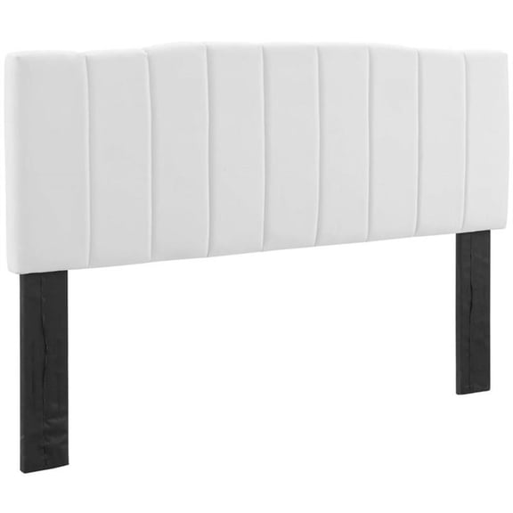 Pemberly Row Channel Performance Velvet Tufted Full-Queen Headboard in White
