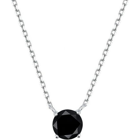 S.Leaf Beautiful 1 Carat Round Cut -Black - June Birthstone Solitaire Pendant Necklace in S925 Sterling Silver Plated, Female, Adul ?