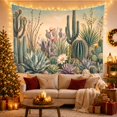 thumbnail image 3 of Saguaro Cactus & Agave in Desert Dawn, Calming Botanical Illustration for Plant Lovers, Nature Inspired Decor Housewarming Gift Tapestry Wall Hanging for Bedroom, Living Room and Dorm, 3 of 6