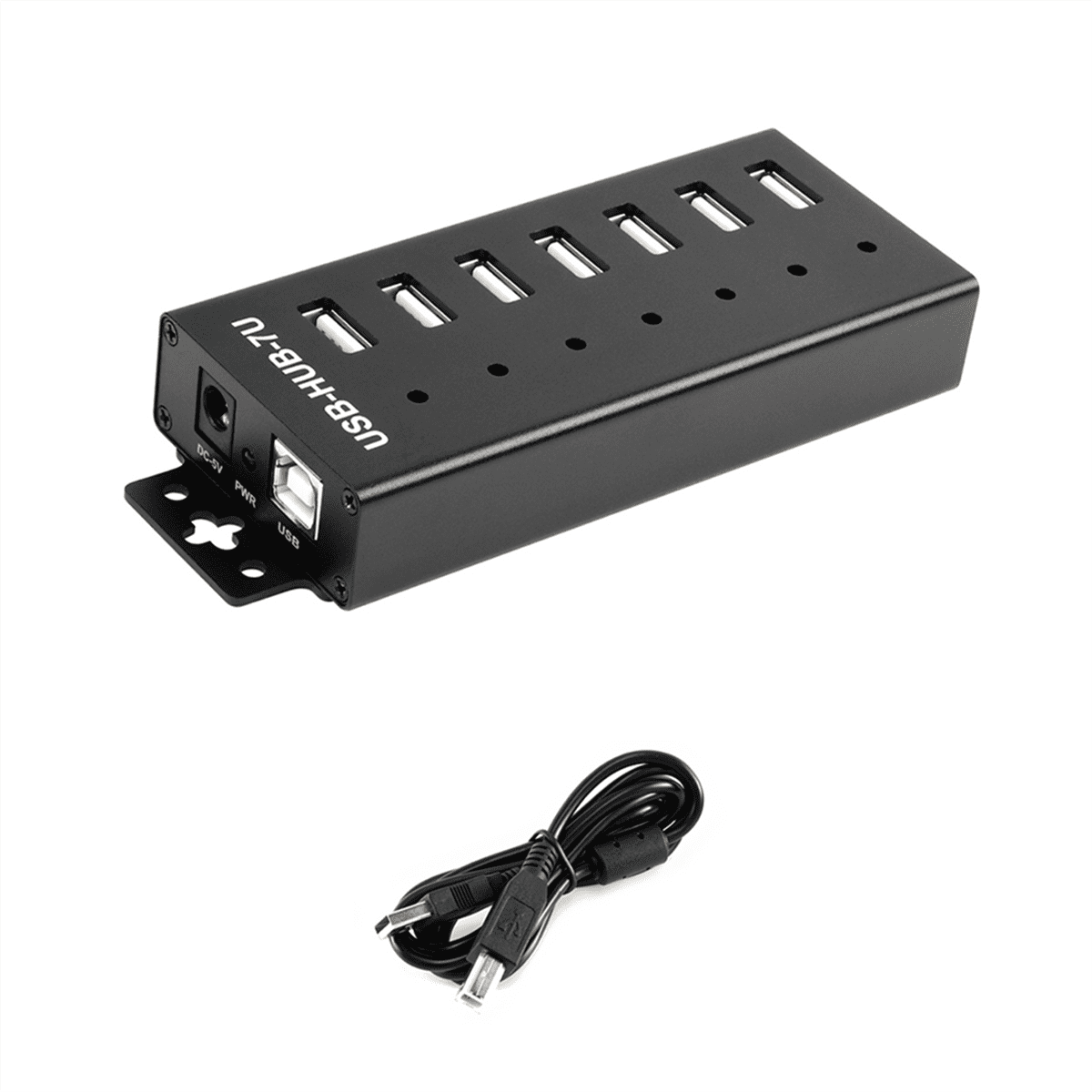 Industrial USB HUB 7-CH USB 2.0 Ports Expansion HUB Adapter for Win11/10/8 Linux,1 * USB HUB 1 * USB Cable,Black
