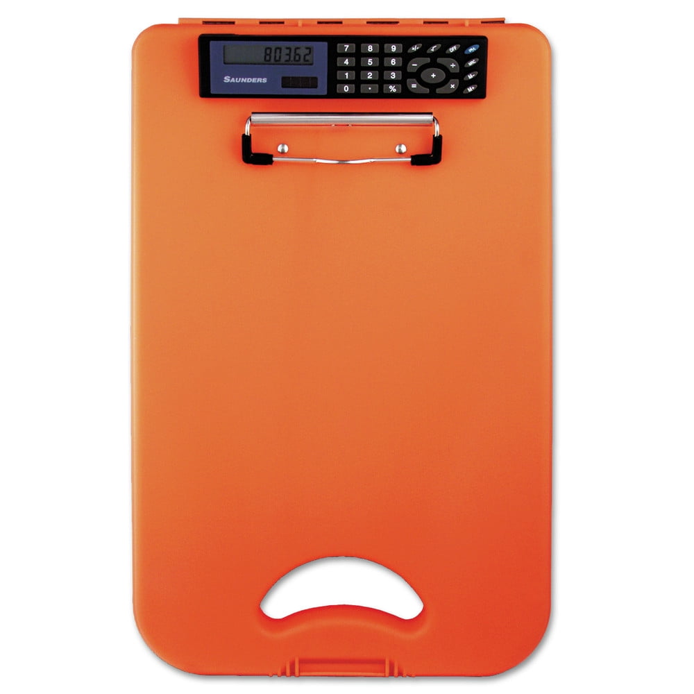 Saunders Deskmate II with Calculator, 0.5" Clip Cap, 8.5 x 11 Sheets, Hi-Vis Orange