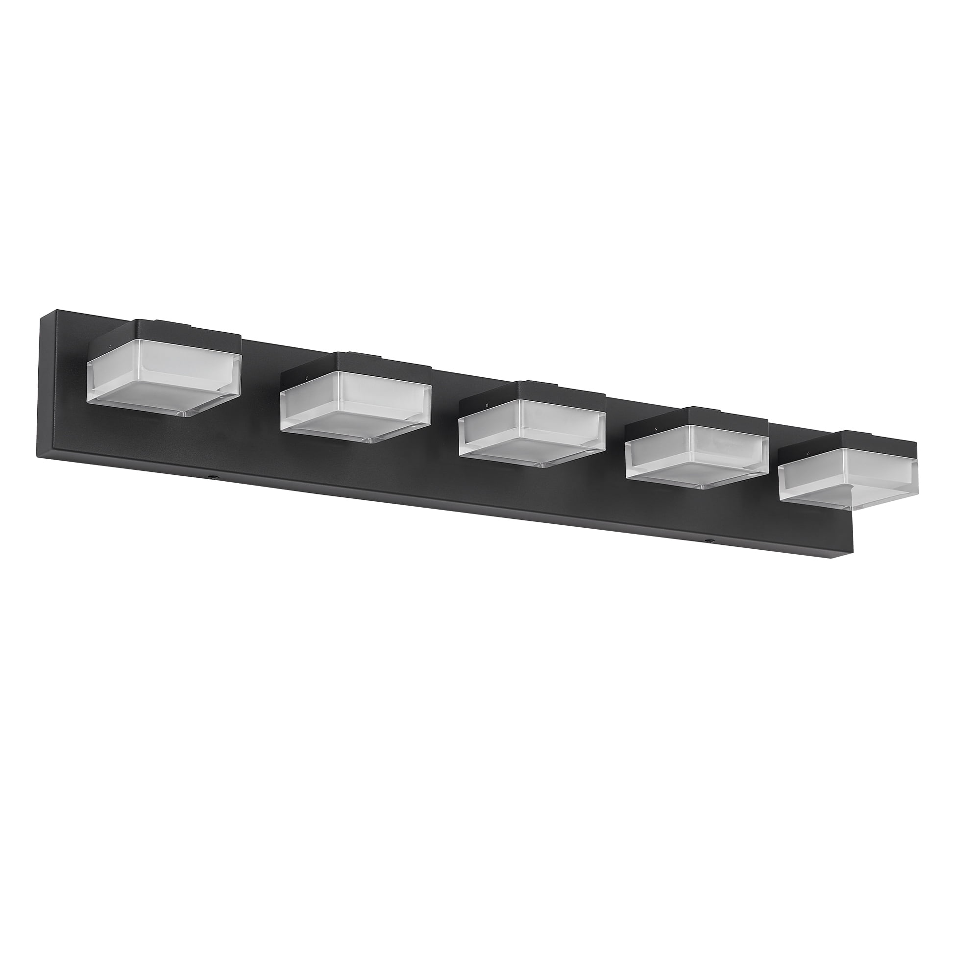 5 Light LED Modern Bathroom Lighting Fixtures Over Mirror 31.5in Dimmable Bathroom Vanity Light Fixture Matte Black