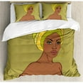 thumbnail image 3 of African Woman Duvet Cover Set Twin Size, Beautiful Native Fashion Lady Portrait Sexy Dress Earring Turban Make Up, Decorative 2 Piece Bedding Set with 1 Pillow Sham, Multicolor, by Ambesonne, 3 of 3