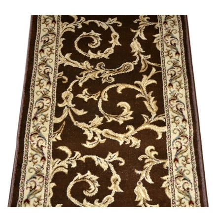 Dean Brown Scrollwork II Carpet Rug Hallway Stair Runner - Purchase in Custom Lengths by the Linear