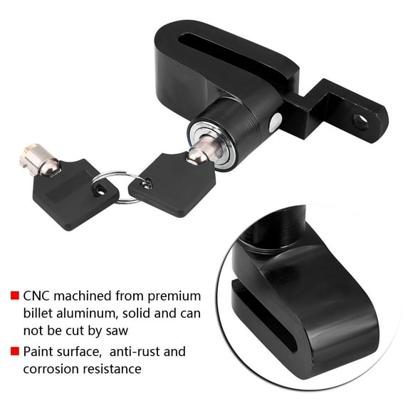 Alarma de seguridad, bloqueo antirrobo de disco para motocicleta y scooter, color negro, bloqueo de rotor de rueda, rendimiento sólido