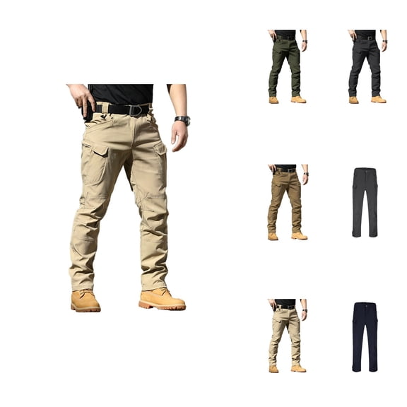 Men's Stretch Cargo Pants, Tactical Outdoor Work Hiking Trousers with Pockets, Lightweight Water Resistant Ripstop Slim Fit for Daily Wear, Travel, and Hiking