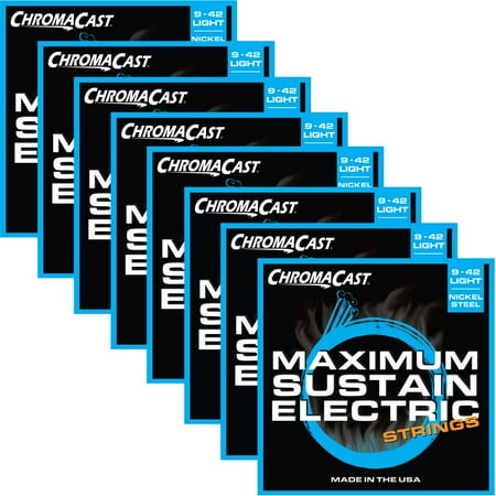 ChromaCast Maximum Sustain Electric Light Gauge (.009-.042) Guitar Strings, 8-Pack