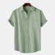 thumbnail image 1 of Camisetas Elvqul para Hombre Verde Economicas Algodón Manga Corta sin Estampado con Solapa Abotonada, 1 of 9
