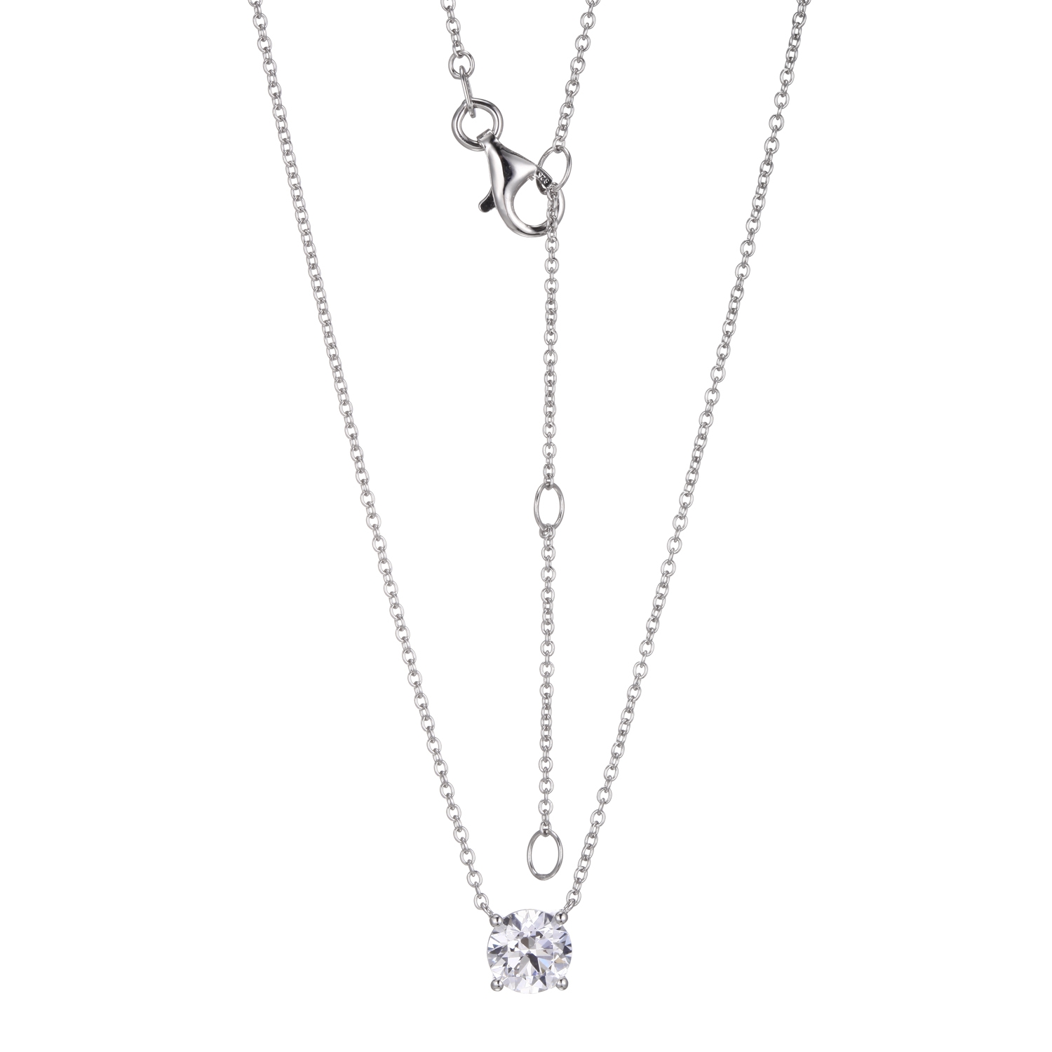 Forever Facets 1 CT TW Lab Grown Diamond Necklace in Platinum over Sterling Silver, Adult Female