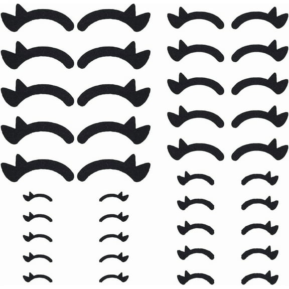 40 Pairs Felt Eyelashes for Crochet Stuffies and Plushies 4 Sizes Black Color Felt Craft Eyes Eyelash Applique Patches DIY Puppet and Plush Animal Making Supplies