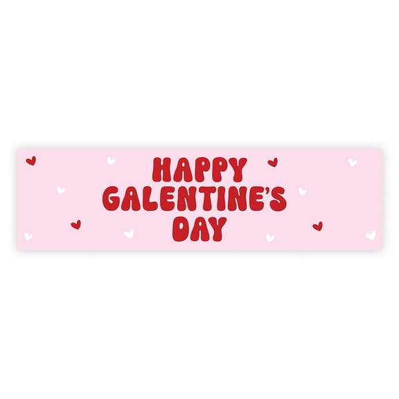 Koyal Wholesale Pink & Red Retro Galentines Day Banner, Cute Girls Night Party Décor, 13"x48"