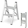 thumbnail image 1 of Gymax 2-Step Aluminum Folding Ladder, Lightweight with Non-Slip Pedal, 330 lbs Capacity, 1 of 10