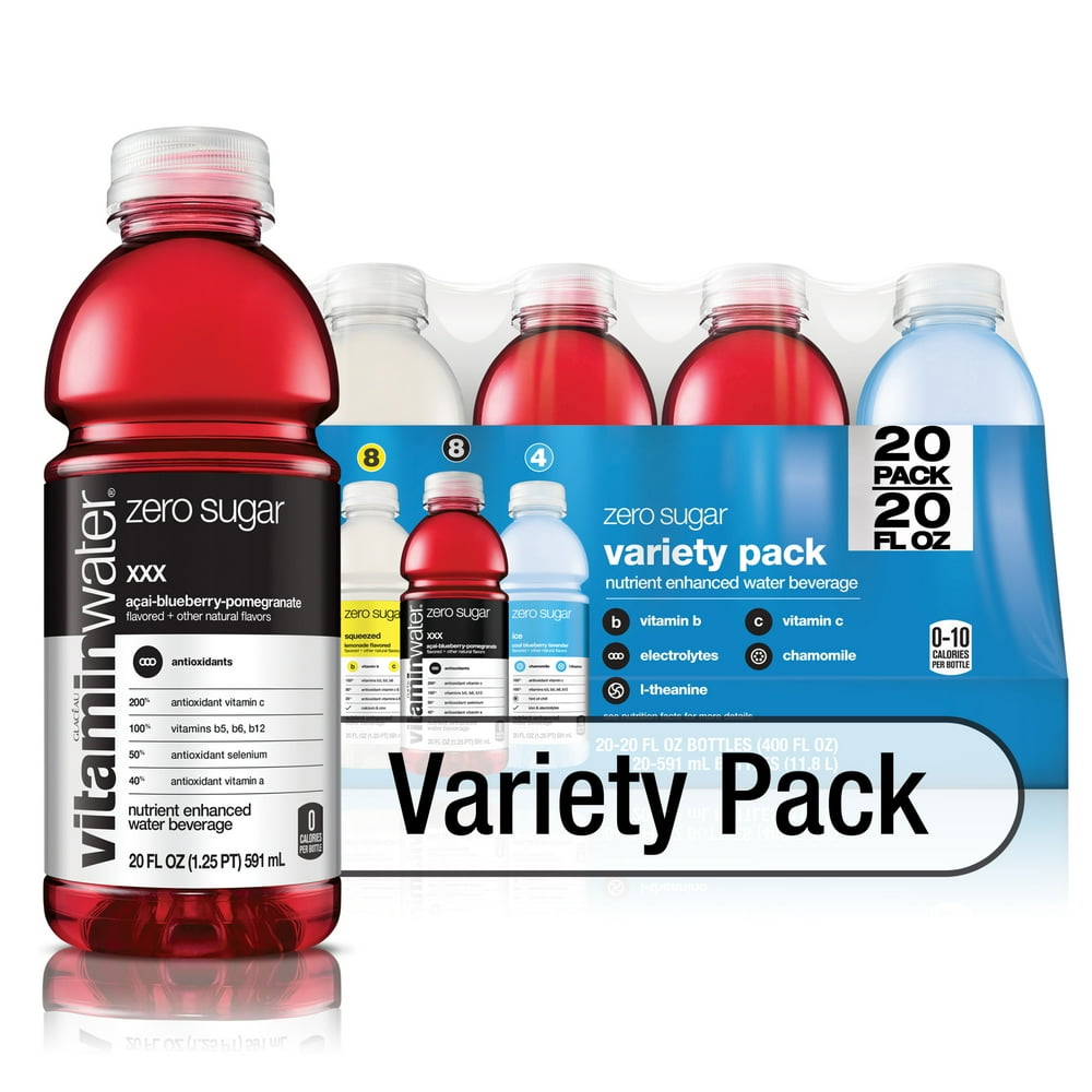 vitaminwater zero variety pack nutrient enhanced water w/ vitamins, 20