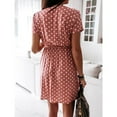 thumbnail image 6 of XFHLMJFF Women's Dress Short Sleeve Printed Polka Dot Lace Up Summer Stylish Sundress, 6 of 7