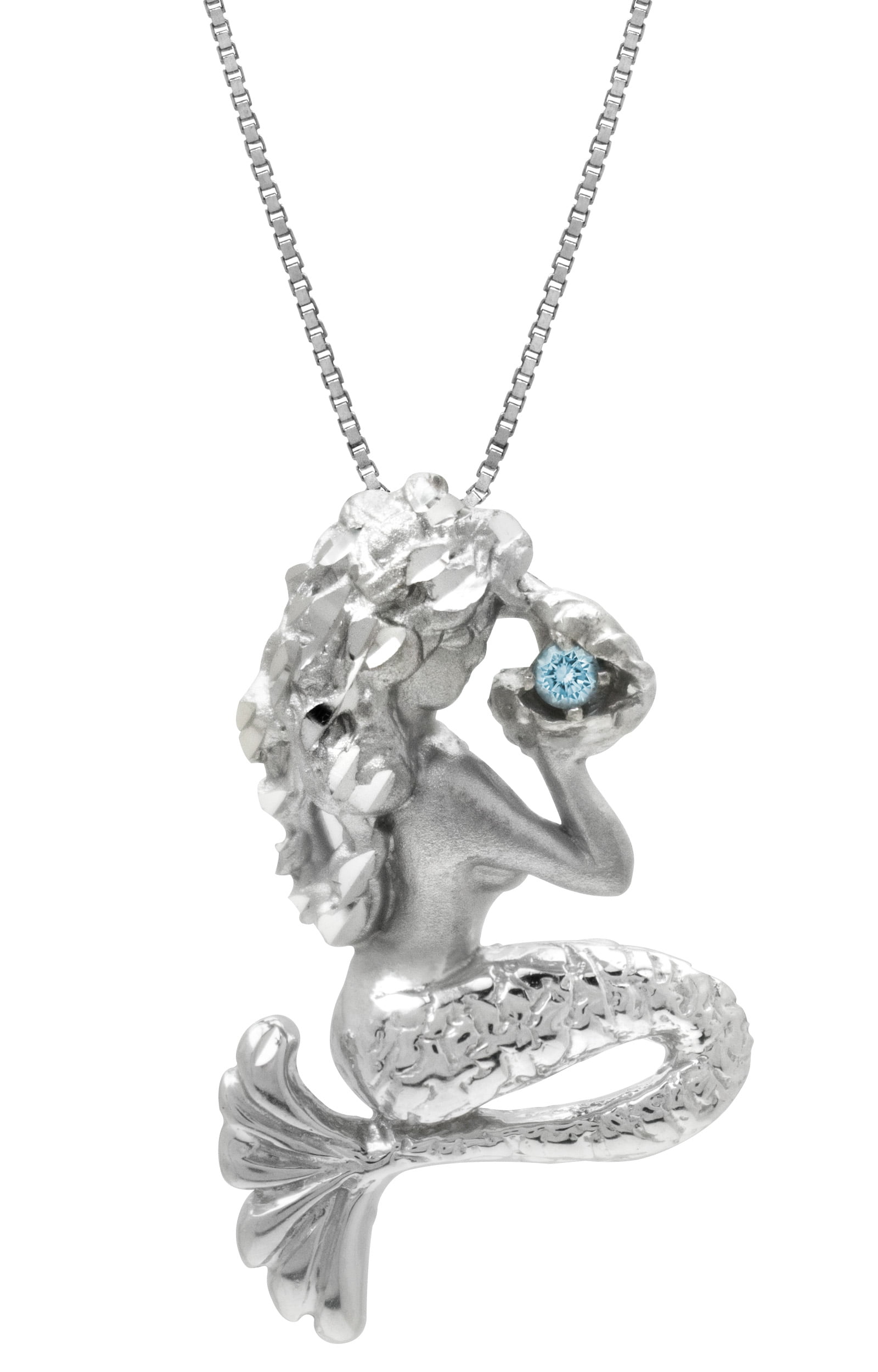 Honolulu Jewelry - Sterling Silver and Blue Topaz Mermaid Necklace