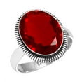thumbnail image 1 of 925 Sterling Silver Ring For Women - Men Red Ruby Simulated Gemstone Silver Ring Size 6.5 July Birthstone Silver Ring Size 6.5 Anniversary - Gift For Girl Friend Gemstone 925 Silver Jewelry, 1 of 5