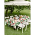 thumbnail image 4 of Outdoor Tablecloth with Umbrella Hole for Patio/Picnic/Party/Camping, Watermelon Waterproof Table Cloth Rectangle Table Cover Washable, Watercolor Fruits Green Palm Leaves Striped (60"x 84"), 4 of 9
