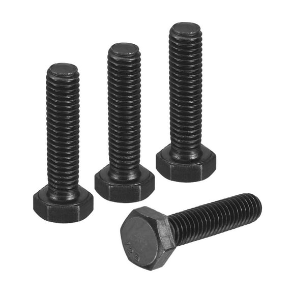 4Pack M6-1 x 25mm Left Hand Hex Head Bolt, Black Oxide Carbon Steel Reverse Fully Threaded  Fastener Screws Bolts for Machinery, Automobiles and Construction