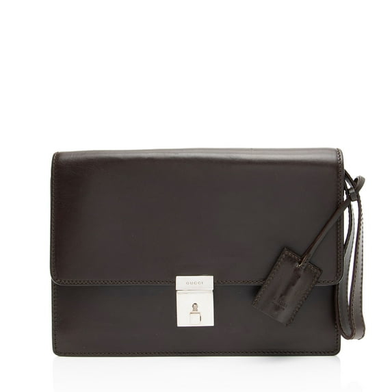 Pre-Owned Gucci Vintage Leather Padlock Wristlet