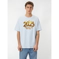 thumbnail image 1 of 2025 Happy New Year Celebration Men's T-Shirt - Gradient & Fireworks Print, Casual Summer Tee with Crew Neck - Perfect Gift Idea, 1 of 6