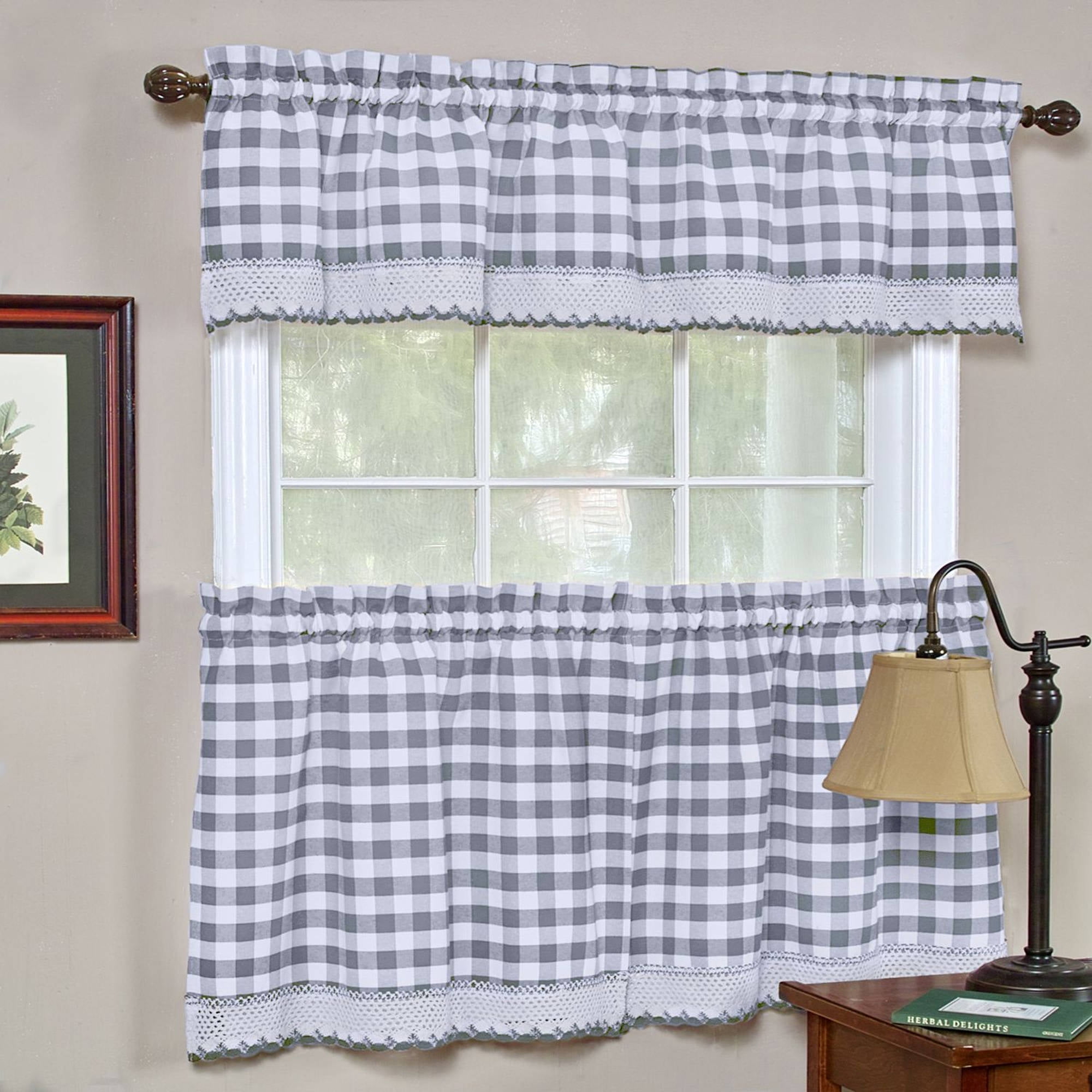 Woven Trends Kitchen Curtain Tier Valance Set Farmhouse