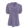 thumbnail image 4 of Womens Tops! Yigetop Womens Summer Business Casual Blouses V Neck Short Sleeve Shirts Hollow Out Cute Lace Tops Eyelet Tops for Women Purple 2XL, 4 of 4