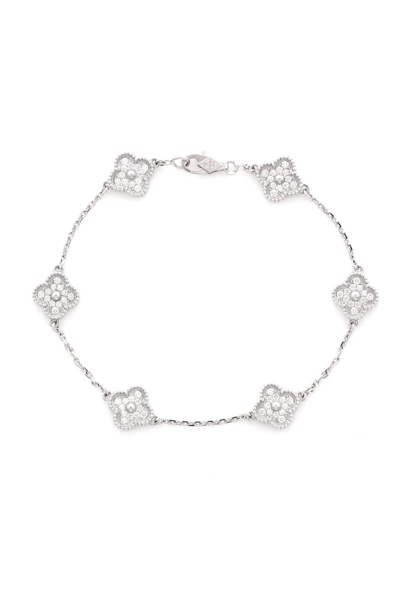 Pre-Owned Sweet Alhambra 6 Motifs Bracelet 18K White Gold and Diamonds By Rebag