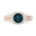 thumbnail image 2 of 2.7ct round cut natural london blue topaz 18k rose gold halo Bridal Wedding Engagement Promise Anniversary Ring for Women size 6.25, 2 of 7