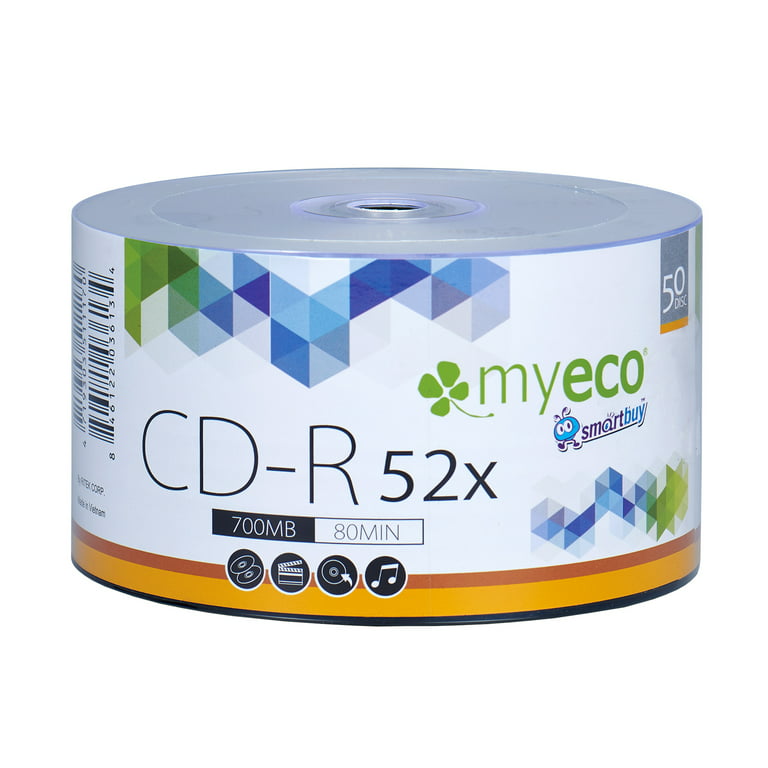 50 Pack MyEco CD-R CDR 52X 700MB 80Min Economy Logo Top Write Once