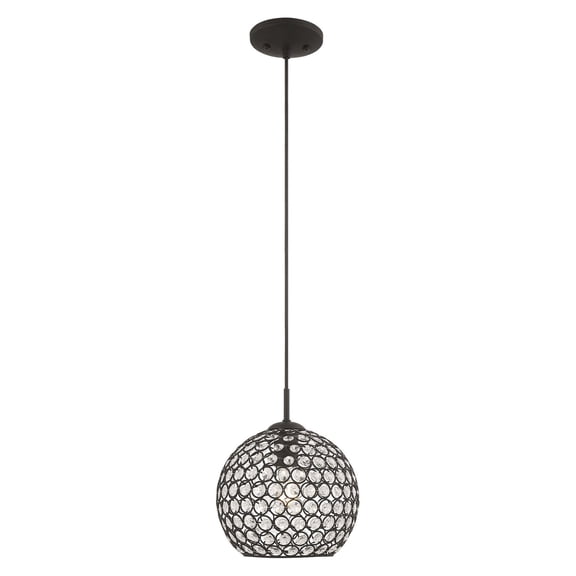 40440-04 Livex Lighting Cassandra - 1 Light Mini Pendant in Glam Style - 8.75 Inches wide by 12 Inches high-Black Finish    -Traditional Installation