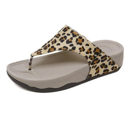 

Women Sandals with Slipheel Design Large Size Arch Support Comfortable Convenient Casual Suit for Daliy Life 37 Leopard Print