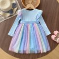 thumbnail image 7 of RFQWOVSR Girls Long Sleeve Gradient Mesh Princess Dress Fall Birthday Gown 5-6 Years, 7 of 7