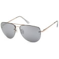 thumbnail image 6 of SUN LOUNGER Women's Oversized Metal Frame Classic Aviator Sunglasses with Spring Hinges - Mirror Silver Lens on Gold Frame, 6 of 8