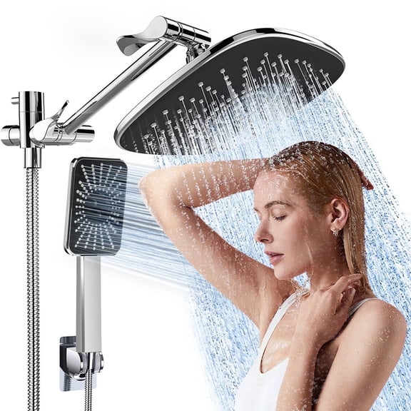 ATUPEN Rain Shower Head, 12" Wide Adjustable High Pressure Dual Showerhead