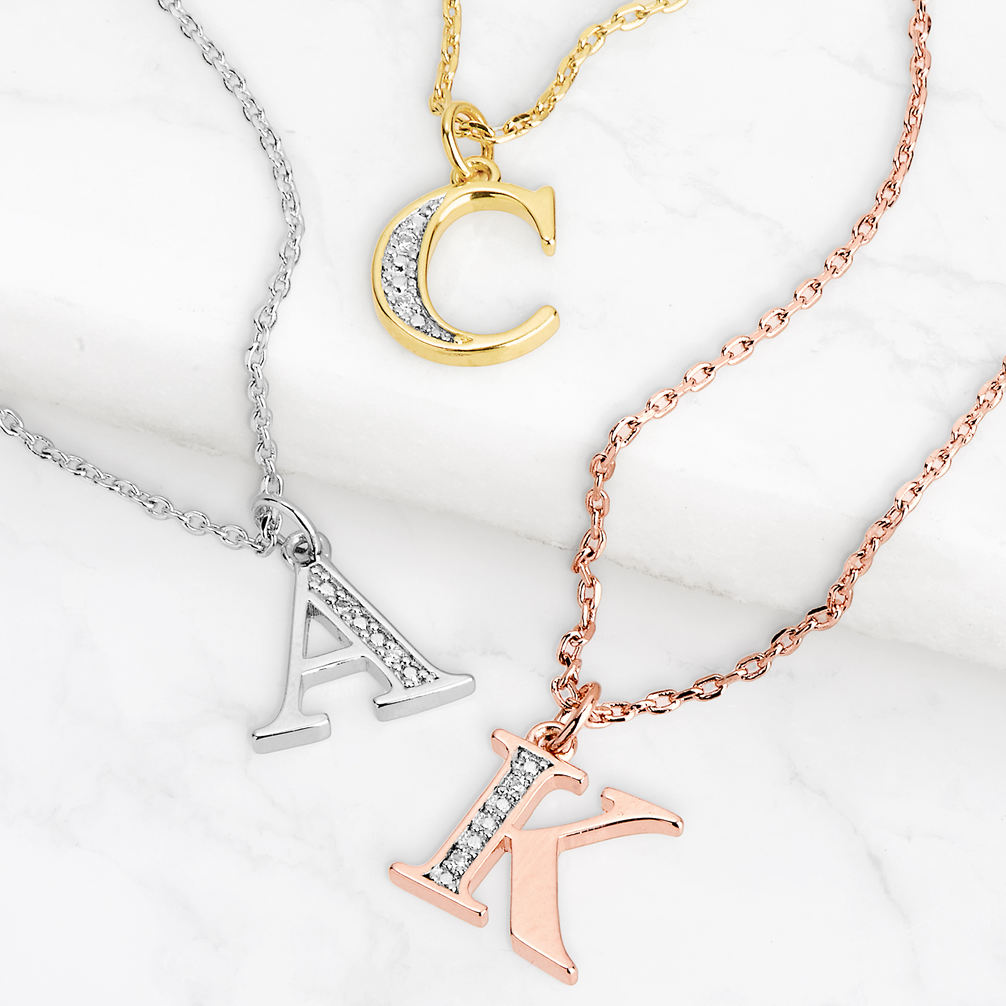 Personalized Planet Women's Diamond Accent Initial Charm Necklace