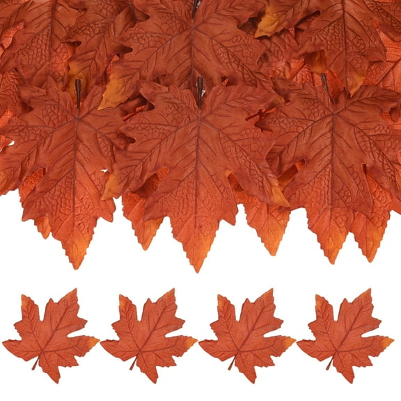 20-Pack Artificial Maple Leaves, Fake Fall Leaves Faux Autumn Leaves for Thanksgiving/Wedding/Party[14cm, Sunset Red]