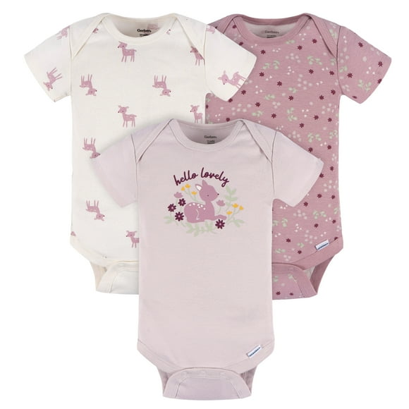 Gerber Essentials Pañalero Pack 3 Piezas Venadito Algodón Stretch Ropa Bebé Rosa