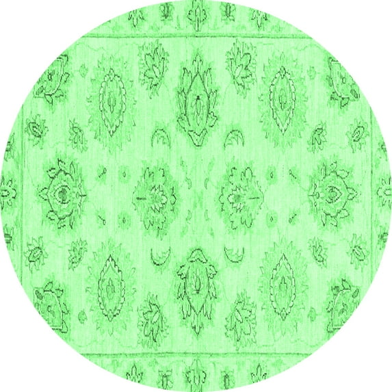 Ahgly Company Indoor Round Oriental Emerald Green Traditional Area Rugs, 4' Round